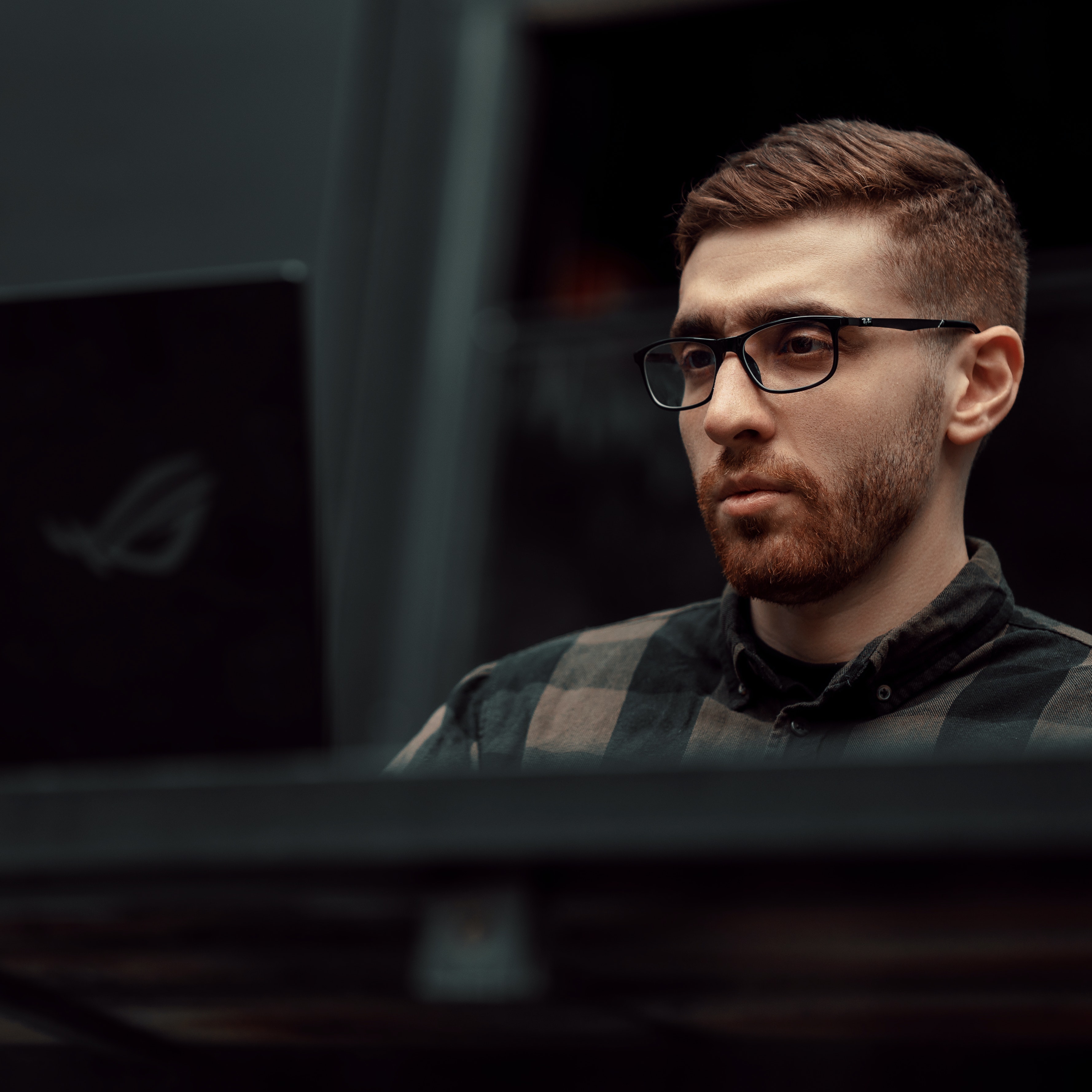 picture of person looking at a computer